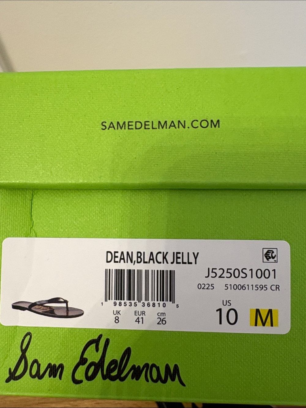 NWT Sam Edelman Black and Gold Script Jelly Flip Sandals Size 10 - Picture 3 of 7